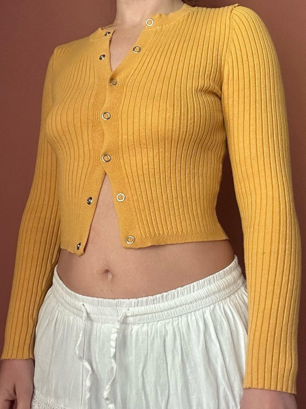 Forever 21 sunflower yellow ribbed cardigan